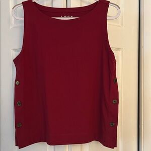 LOFT Deep Red Tank Top with Side Buttons